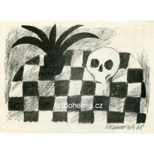 Lebka na šachovnicovém stole