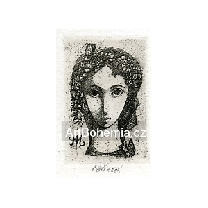Hlava dívky s dvěma motýly, opus 1191