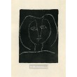 T&ecirc;te de femme stylisée fond noir, opus 3 (2.11.1945)