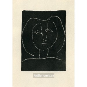 T&ecirc;te de femme stylisée fond noir, opus 3 (2.11.1945)