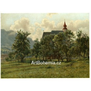 Kostel ve Steinbachu na jezeře Atterském (Obrazy z Alp)