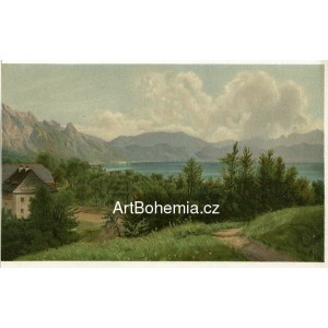 Pohled na jezero Atterské od Steinbašského kostela (Obrazy z Alp)