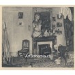 Femme allumant un poele dans un atelier (1925)