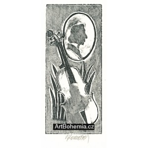 Violoncello s portrétem umělce
