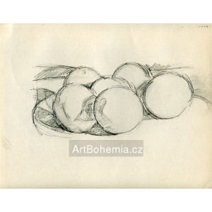 Six pommes dans une assiette