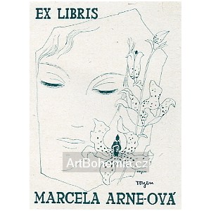Dívka s orchidejí - exlibris Marcela Arneová