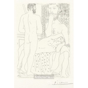Sculpteur, modèle couche et sculpture (Suite Vollard) (1933), opus B.147