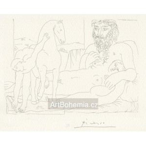 Le Repos du sculpteur devant le jeune cavalier (Suite Vollard) (1933), op. B.164