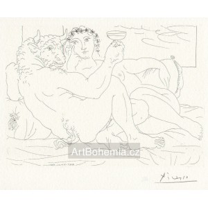Minotaure, une coupe a la main, et jeune femme (Suite Vollard) (1933), B.190