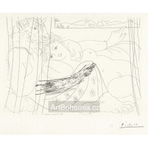 Minotaure et femme derriére un rideau (Suite Vollard) (1933), opus B.199