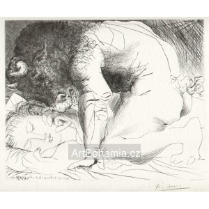 Minotaure caressant une dormeuse (Suite Vollard) (1933), opus B.201