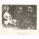 Femme nue assise et trois têtes barbues (Suite Vollard) (1934), opus B.216